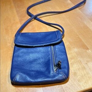 Tignanello Blue Crossbody Bag with Supple Leather and Magnetic Closure